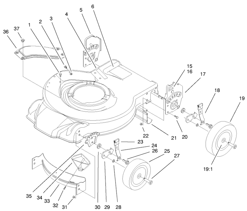Housing Handle Brackets and Wheel Assembly
