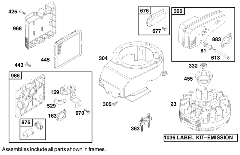 Muffler Air Cleaner and Blower Assembly Engine Briggs and Stratton Model 12h802 1767 E1
