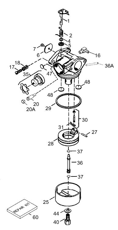 Carburetor No 640303 Tecumseh LEV120 361541B