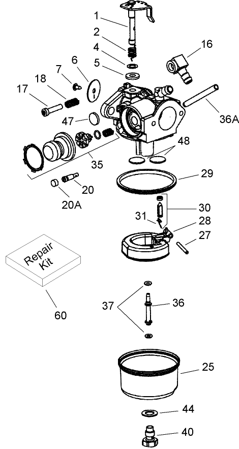 Carburetor Assembly No 640350 Tecumseh LV195EA 362003D