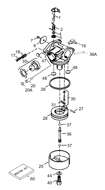 Carburetor No 640303 Tecumseh LEV120 361541B