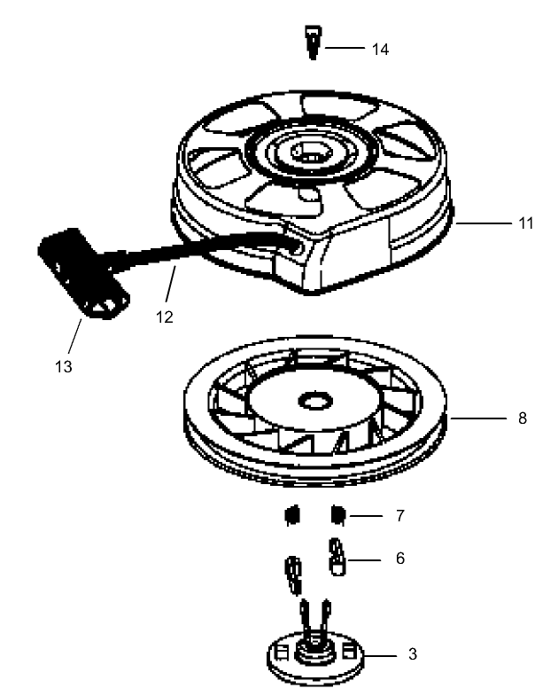 Recoil Starter No 590739 Tecumseh LEV120 361541B