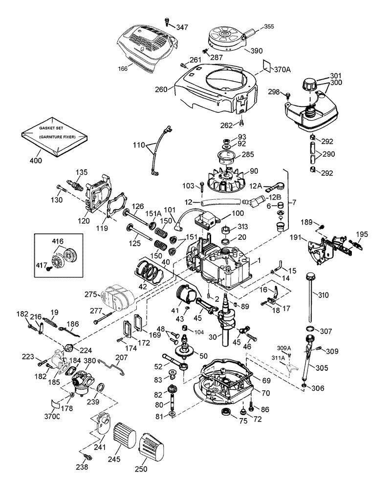 Engine Assembly No 1 Tecumseh LEV120 362003A