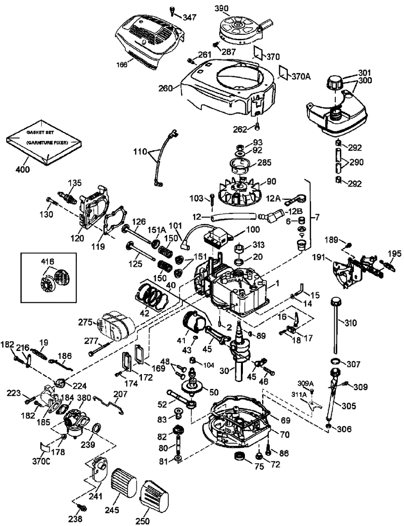 Engine Assembly No 1 Tecumseh LEV120 362003A