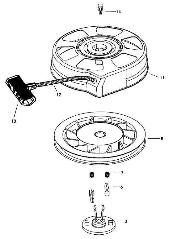 Recoil Starter Assembly No 590739 Tecumseh Model No LV195EA 362005B
