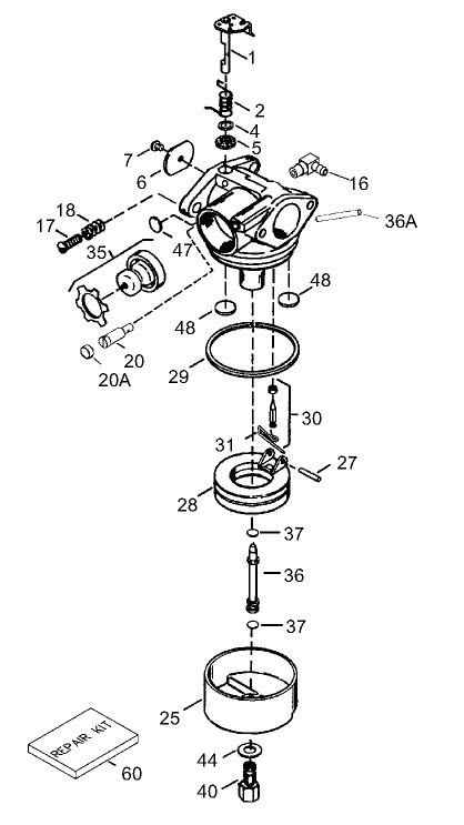 Carburetor No 640303 Tecumseh LEV120 361542B