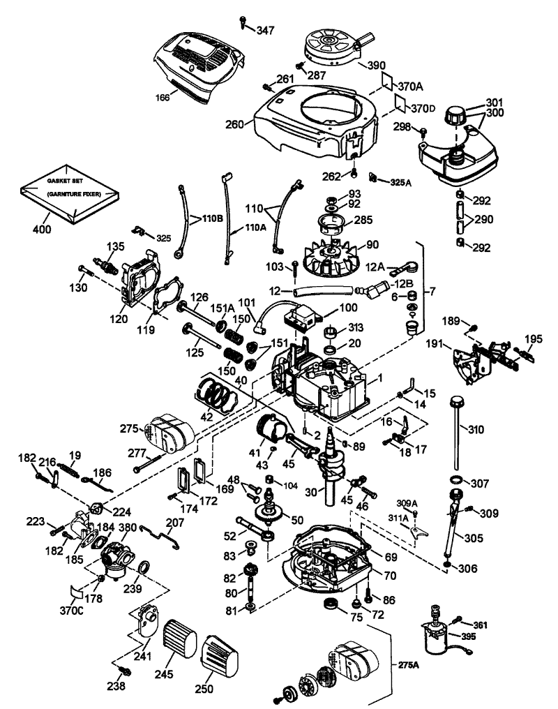 Engine Assembly No 1 Tecumseh LEV120 362004A
