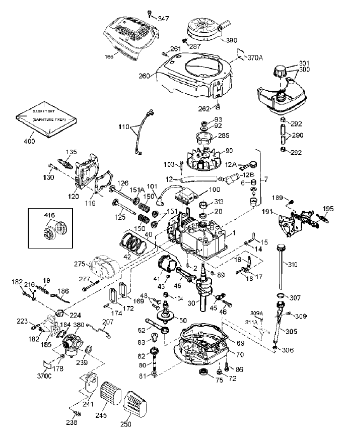 Engine Assembly Tecumseh Lv195ea 362003b