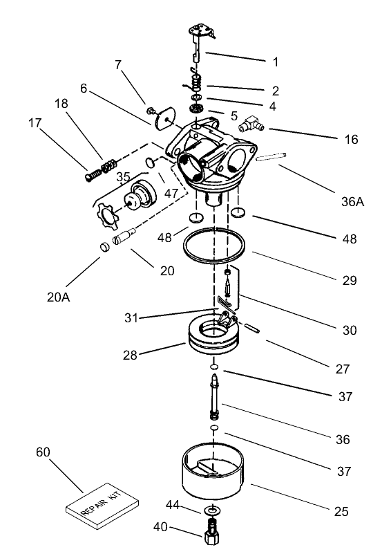 Carburetor Assembly No 640303 Tecumseh Model No LEV120 362004A
