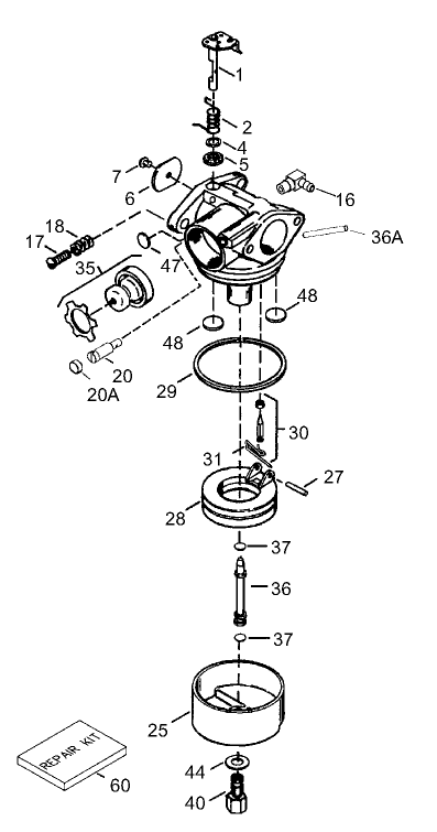 Carburetor Assembly No 640303 Tecumseh Model LEV120 361561B
