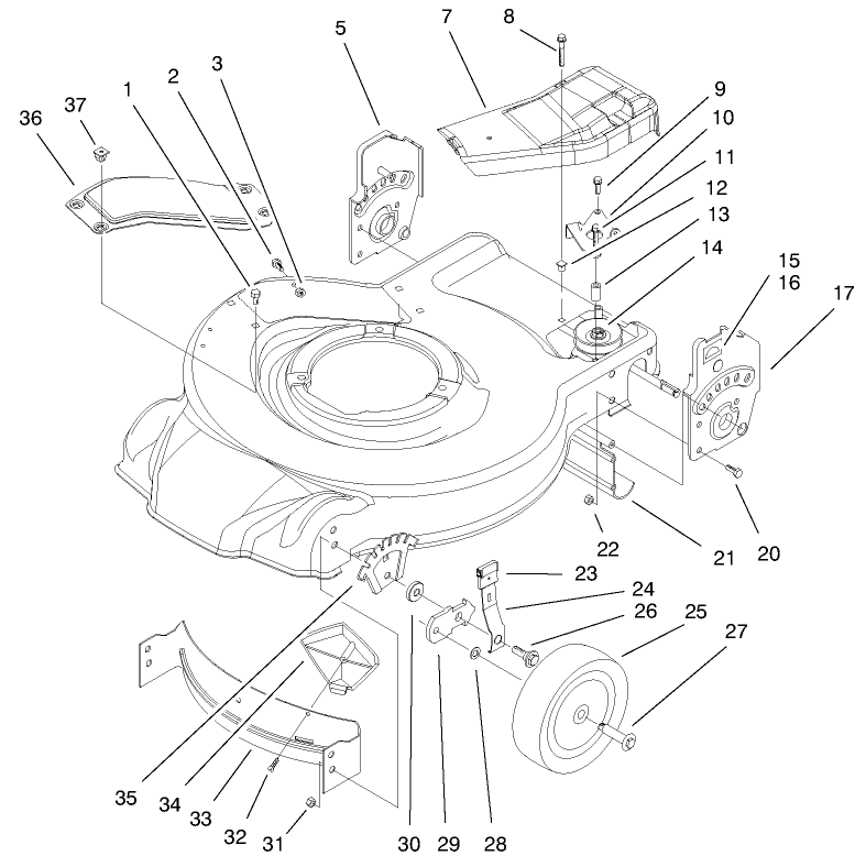 Housing Handle Brackets and Wheel Assembly