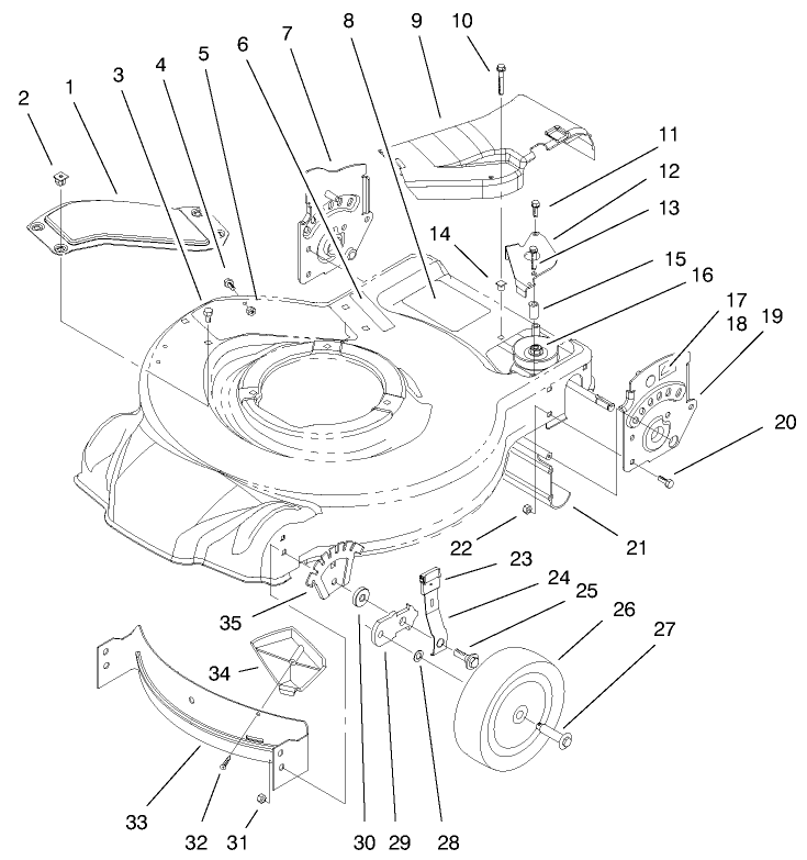Housing Handle Brackets and Wheel Assembly