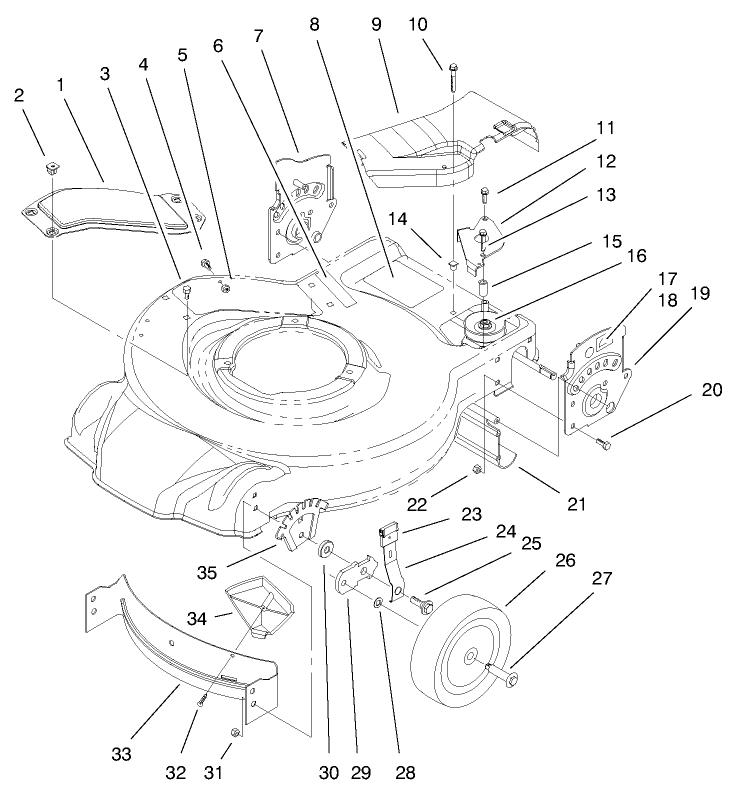 Housing Handle Brackets and Wheel Assembly