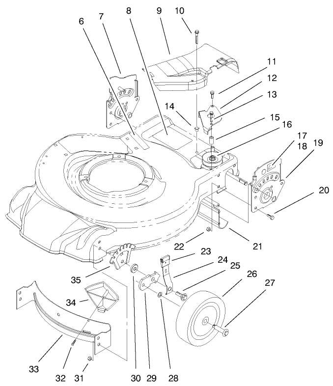 Housing Handle Brackets and Wheel Assembly