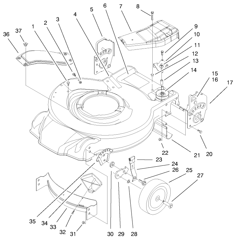 Housing Handle Brackets and Wheel Assembly