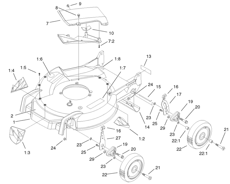Housing Handle Bracket And Wheel Assembly