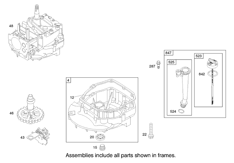 Crankcase Assembly Engine Briggs and Stratton Model 124K02 0110 B1