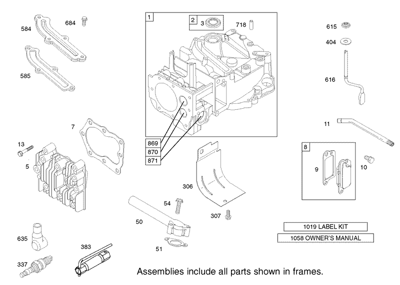Cylinder Assembly Engine Briggs and Stratton Model 123K02 0114 E1