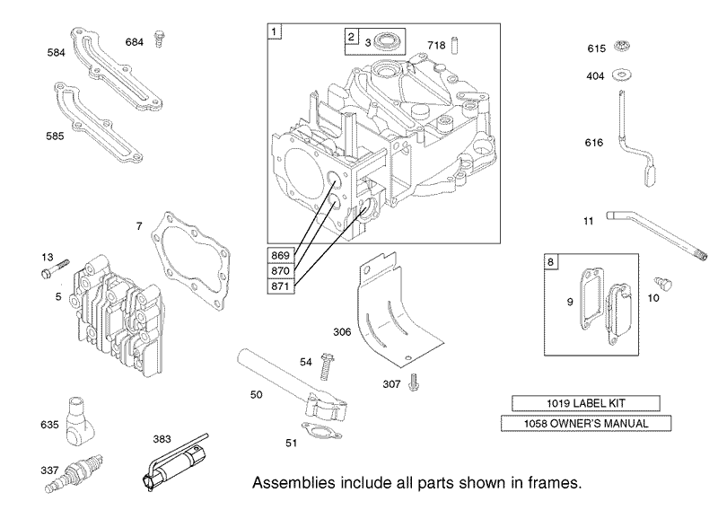 Cylinder Assembly Engine Briggs and Stratton Model 124K02 0110 B1