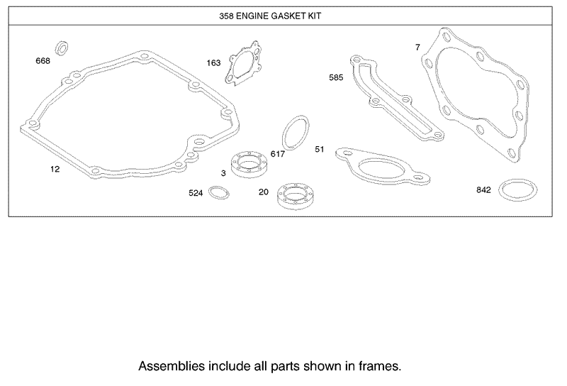 Gasket Assembly Engine Briggs and Stratton Model 123K02 0114 E1