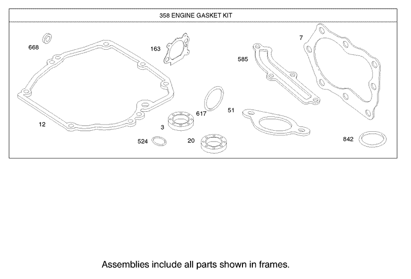 Gasket Assembly Engine Briggs and Stratton Model 124K02 0110 B1