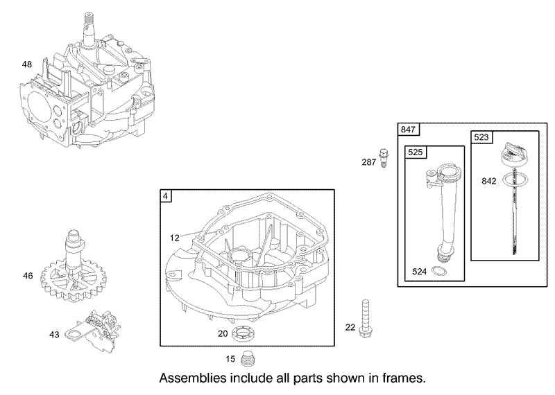 Crankcase Assembly Engine Briggs and Stratton Model 123K02 0114 E1