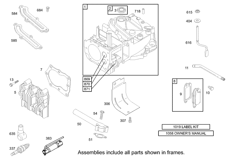 Cylinder Assembly Engine Briggs and Stratton Model 123K02 0114 E1