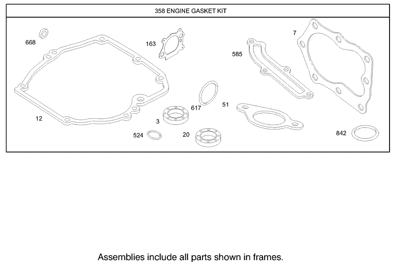 Gasket Assembly Engine Briggs and Stratton Model 123K02 0114 E1