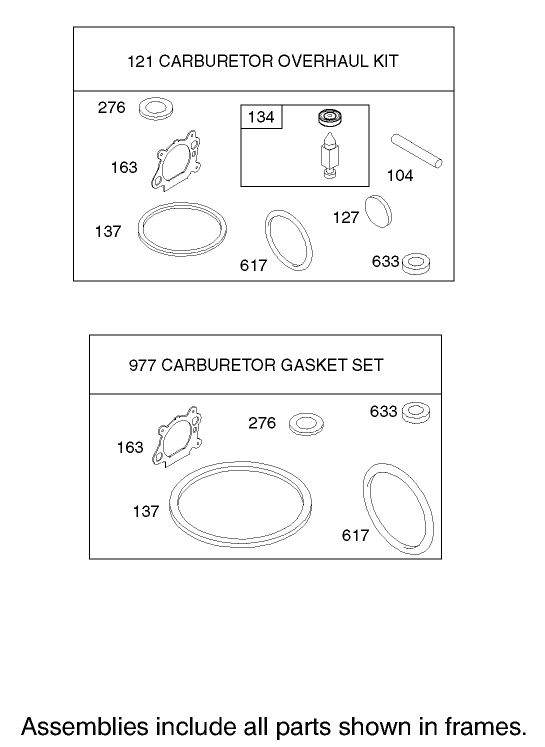 Carburetor Overhaul Kit Assembly Engine Briggs and Stratton Model 124K02 0110 B1