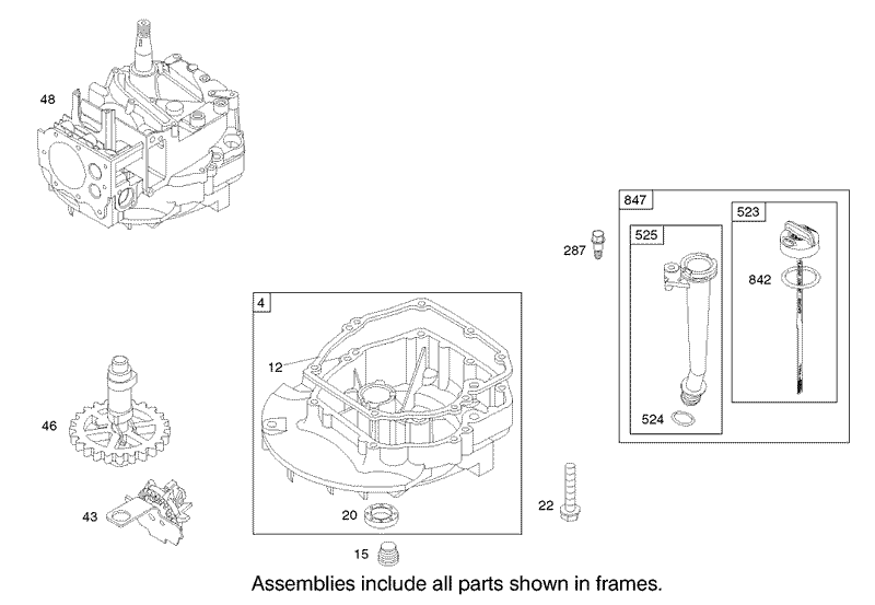 Crankcase Assembly Engine Briggs and Stratton Model 124K02 0110 B1