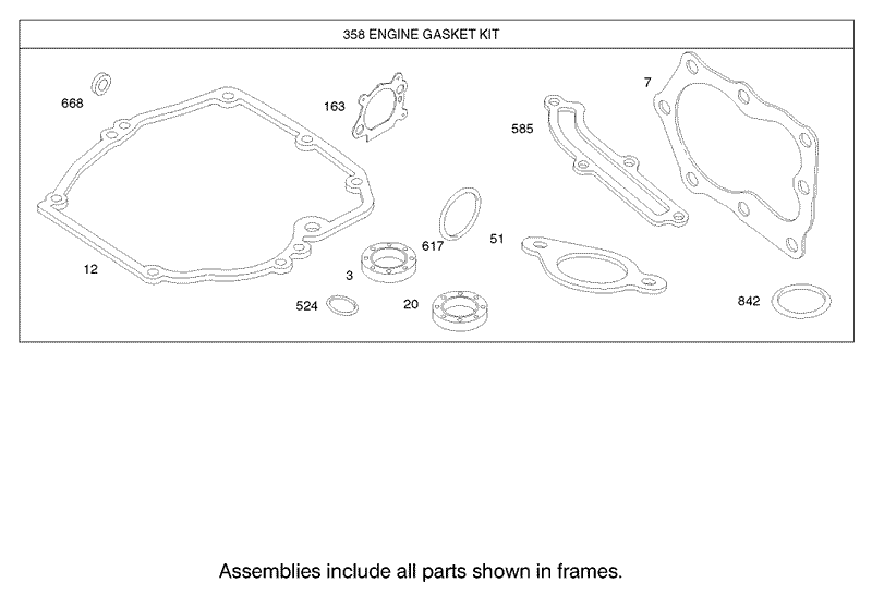 Gasket Assembly Engine Briggs and Stratton Model 124K02 0110 B1