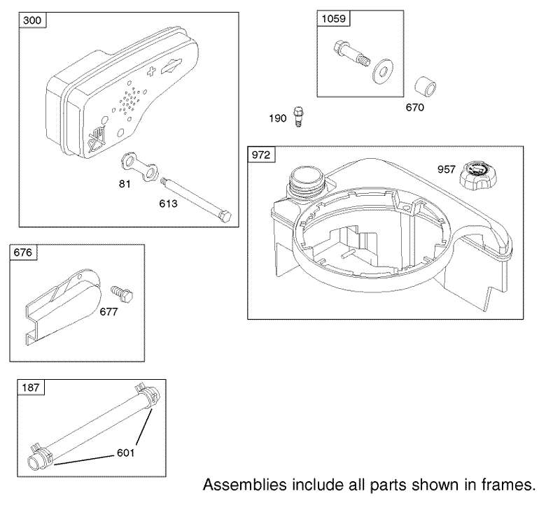 Muffler and Fuel Tank Assembly Engine Briggs and Stratton Model 124K02 0110 B1
