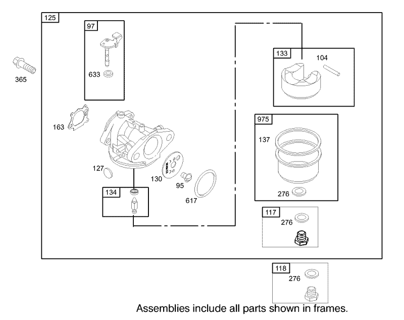 Carburetor Assembly Briggs and Stratton Model 123K02 0114 E1