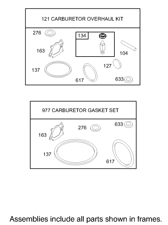 Carburetor Overhaul Kit Assembly Briggs and Stratton Model 123K02 0114 E1
