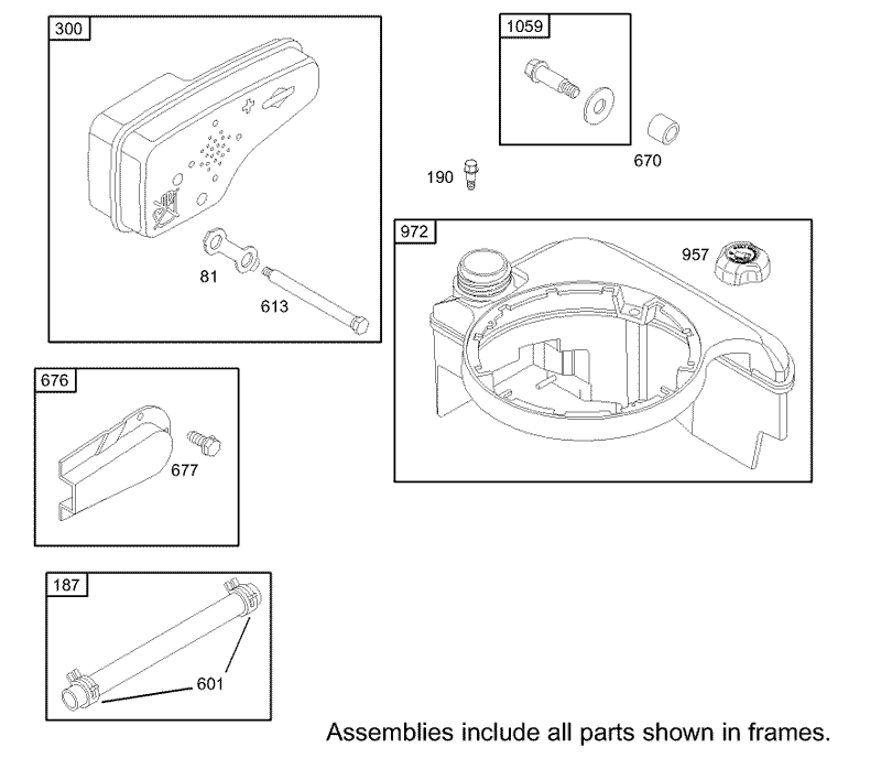 Muffler and Fuel Tank Assembly Briggs and Stratton Model 123K02 0114 E1