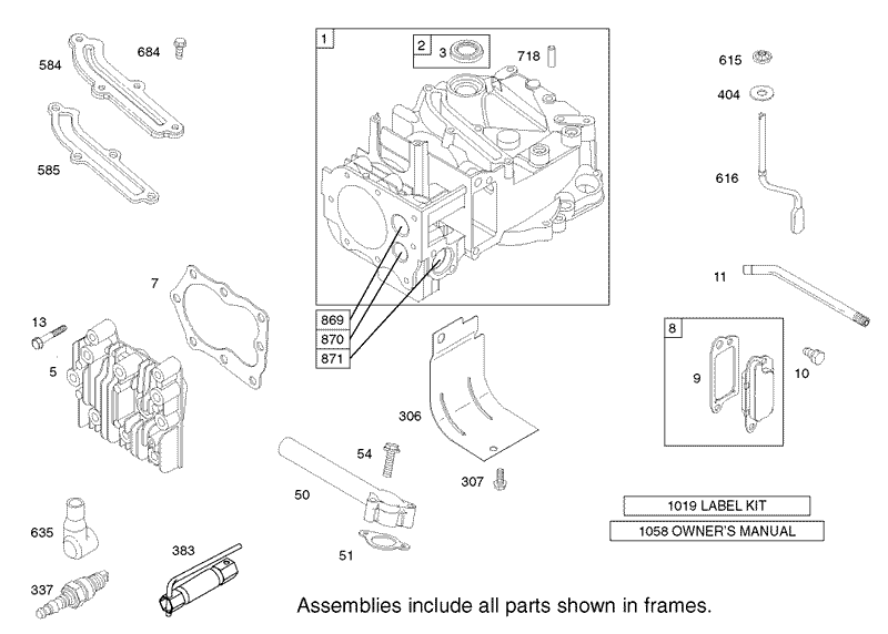 Cylinder Assembly Engine Briggs and Stratton Model 123K02 0114 E1