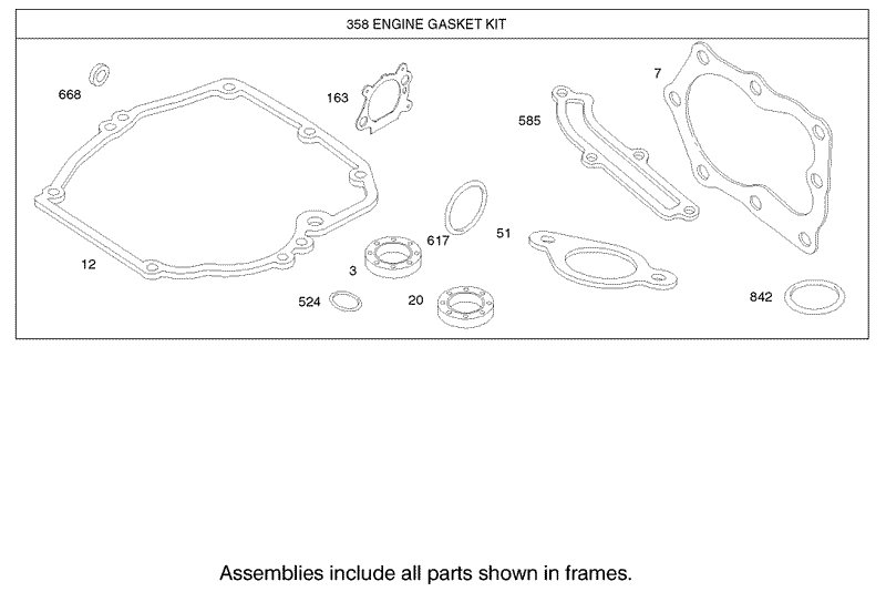 Gasket Assembly Engine Briggs and Stratton Model 123K02 0114 E1