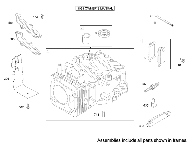 Cylinder Assembly Engine Briggs and Stratton Model 122602 0111 E1