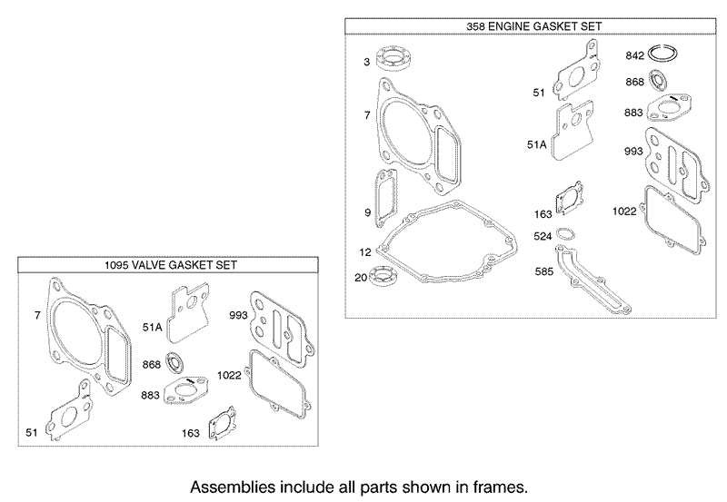 Gasket Assembly Engine Briggs and Stratton Model 122602 0111 E1