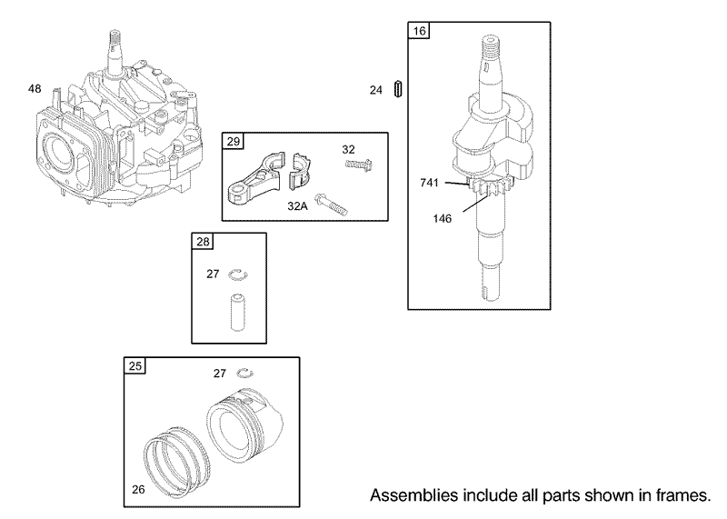 Crankshaft Assembly Briggs and Stratton Model 122602 0111 E1
