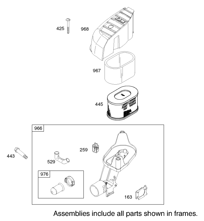 Air Cleaner Assembly Engine Briggs and Stratton Model 122607 0118 E1
