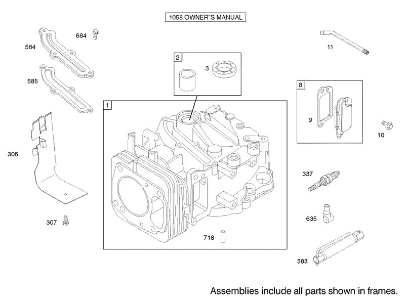 Cylinder Assembly Engine Briggs and Stratton Model 122607 0118 E1