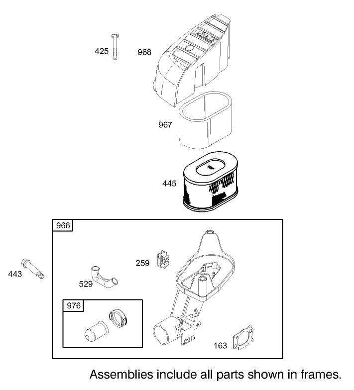 Air Cleaner Assembly Briggs and Stratton Model 122607 0118 E1
