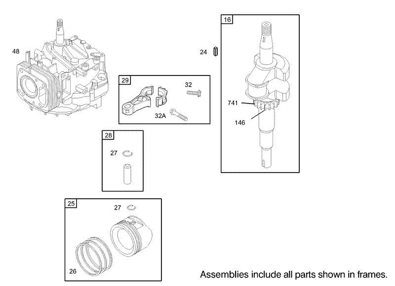Crankshaft Assembly Briggs and Stratton Model 122607 0118 E1