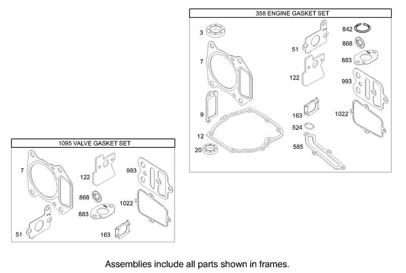Gasket Assembly Briggs and Stratton Model 122607 0118 E1