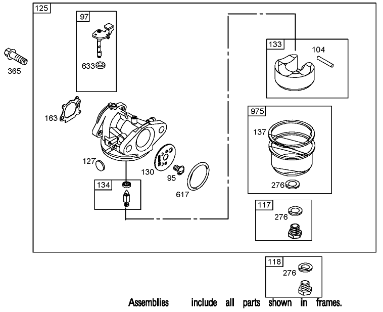 Carburetor Assembly Briggs and Stratton 125K05 0186 E1