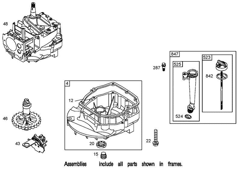 Crankcase Assembly Briggs and Stratton 125K05 0186 E1