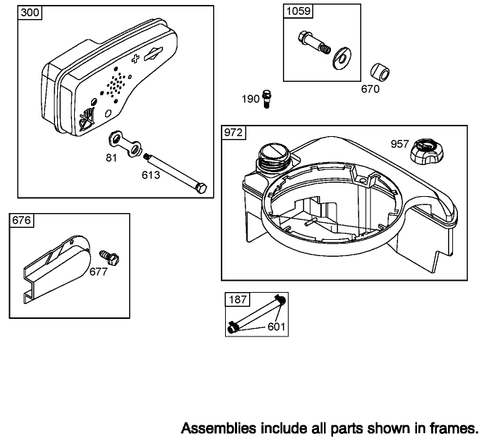 Muffler and Fuel Tank Assembly Briggs and Stratton 125K05 0186 E1