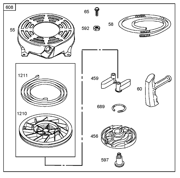 Starter Assembly Briggs and Stratton 125K05 0186 E1