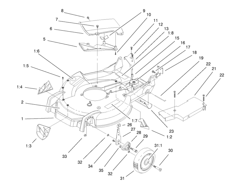 Housing Handle Brackets and Wheel Assembly